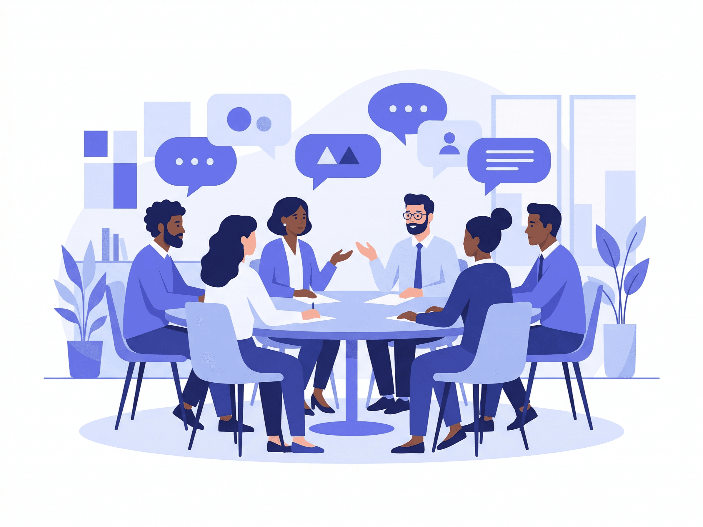 Equipe em reunião usando Dialoga AI